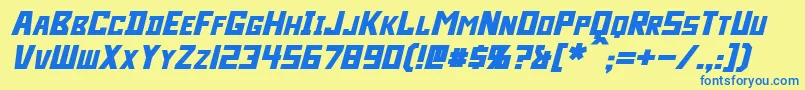 Czcionka Bidan Bold Italic – niebieskie czcionki na żółtym tle