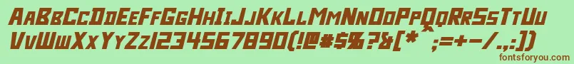 Fonte Bidan Bold Italic – fontes marrons em um fundo verde