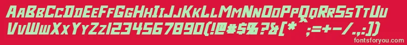 Czcionka Bidan Bold Italic – zielone czcionki na czerwonym tle