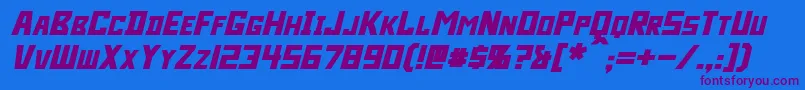 Czcionka Bidan Bold Italic – fioletowe czcionki na niebieskim tle