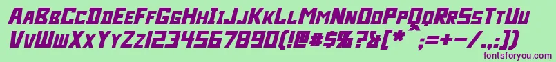 Bidan Bold Italic-fontti – violetit fontit vihreällä taustalla