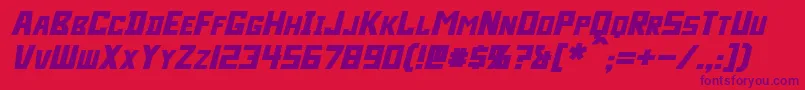 Czcionka Bidan Bold Italic – fioletowe czcionki na czerwonym tle