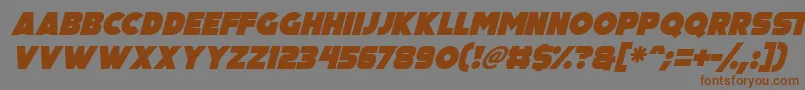 フォントBig Black Bear Italic – 茶色の文字が灰色の背景にあります。