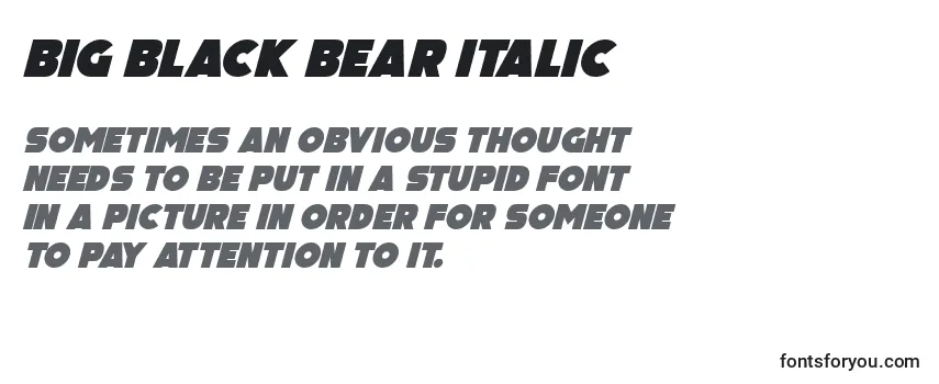 Review of the Big Black Bear Italic (121229) Font