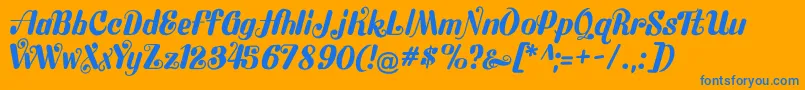 Flubby Font – Blue Fonts on Orange Background