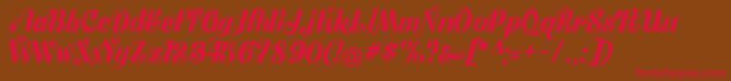 Flubby-Schriftart – Rote Schriften auf braunem Hintergrund