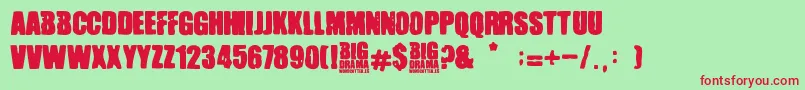 Big Drama Font – Red Fonts on Green Background