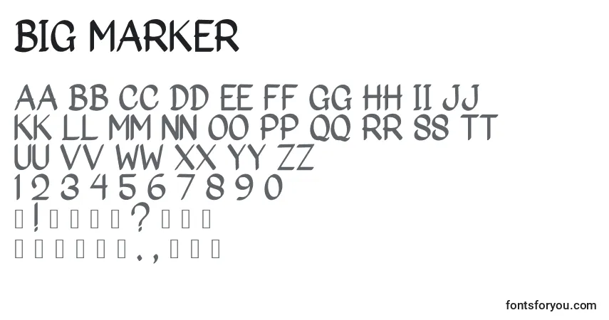 A fonte Big Marker – alfabeto, números, caracteres especiais