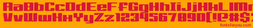 Big Old Boldy-Schriftart – Rote Schriften auf orangefarbenem Hintergrund