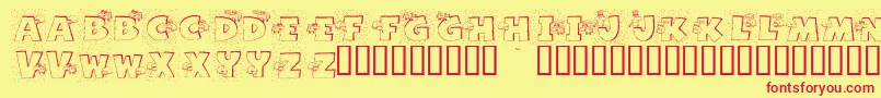 フォントGrazingOnGrass – 赤い文字の黄色い背景