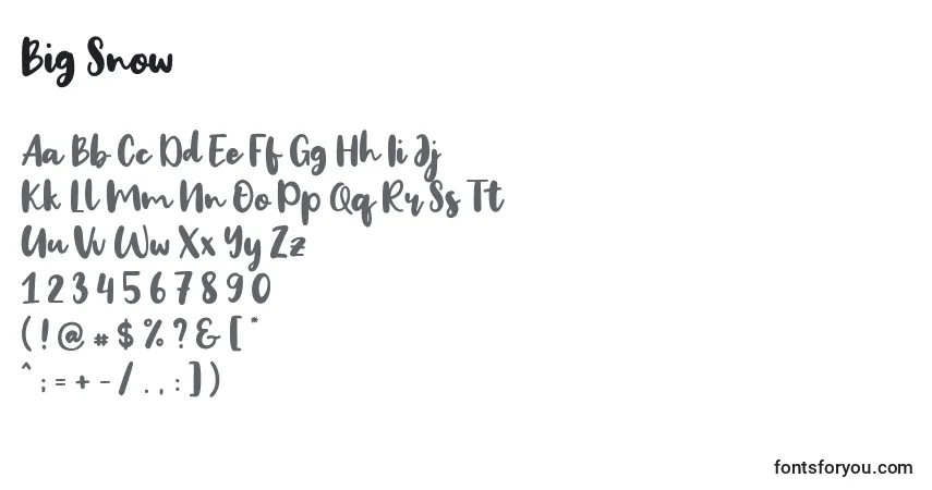 Шрифт Big Snow (121242) – алфавит, цифры, специальные символы