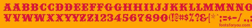 Big Top-Schriftart – Rote Schriften auf orangefarbenem Hintergrund