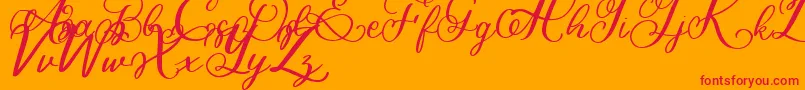 Bigbang-Schriftart – Rote Schriften auf orangefarbenem Hintergrund