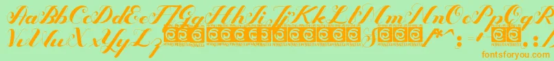 Bigdot Freeversion-Schriftart – Orangefarbene Schriften auf grünem Hintergrund