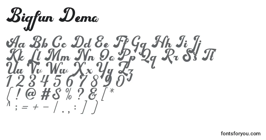 Schriftart Bigfun Demo – Alphabet, Zahlen, spezielle Symbole