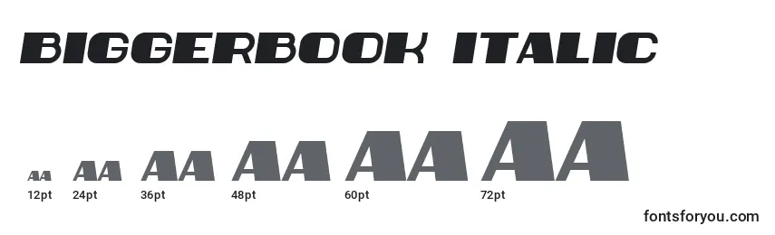 BiggerBook Italic-fontin koot