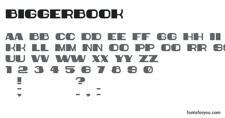 Czcionka BiggerBook – alfabet, cyfry, specjalne znaki