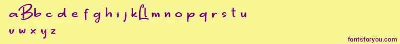 Weitere Informationen zur BiggerLove DEMO-Schriftart BiggerLove DEMO-Schriftart – Violette Schriften auf gelbem Hintergrund