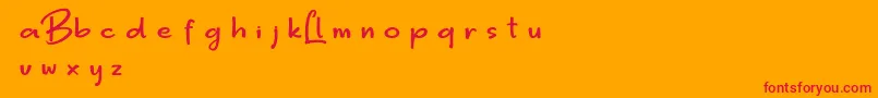 BiggerLove DEMO-Schriftart – Rote Schriften auf orangefarbenem Hintergrund