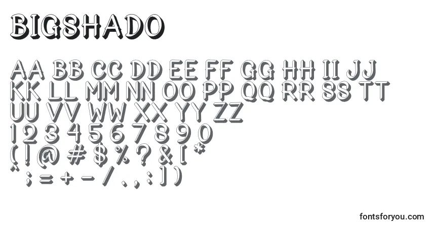 Czcionka Bigshado – alfabet, cyfry, specjalne znaki