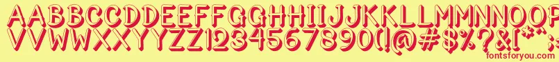 Bigshado-Schriftart – Rote Schriften auf gelbem Hintergrund