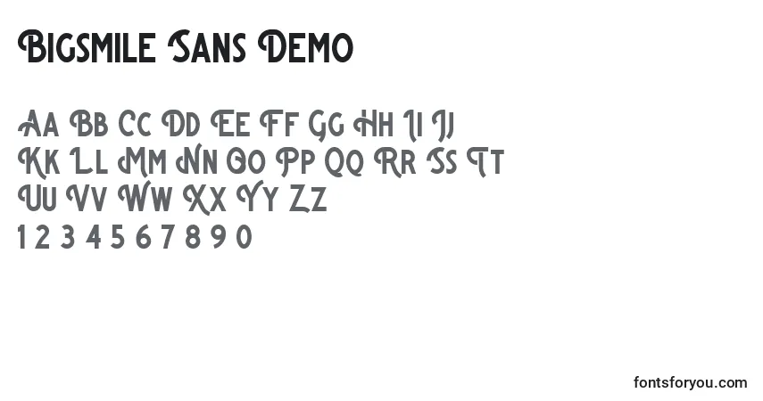 Czcionka Bigsmile Sans Demo – alfabet, cyfry, specjalne znaki