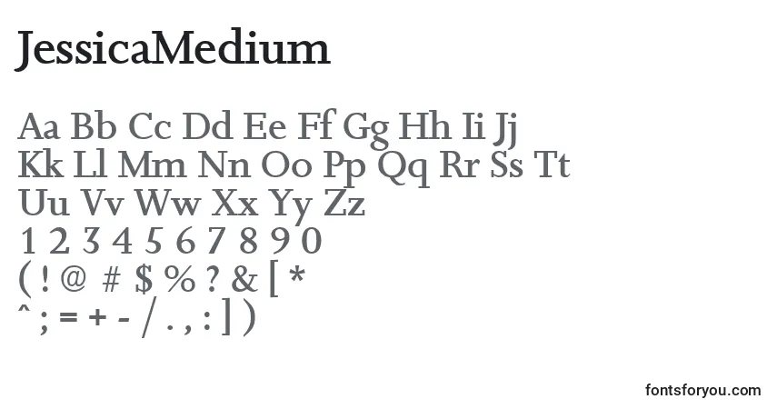 Шрифт JessicaMedium – алфавит, цифры, специальные символы
