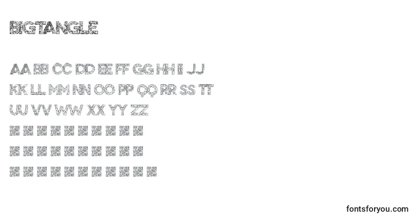 Schriftart BigTangle – Alphabet, Zahlen, spezielle Symbole
