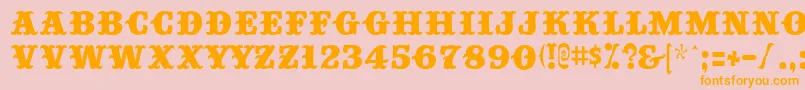 フォントBIGTOP   – オレンジの文字がピンクの背景にあります。