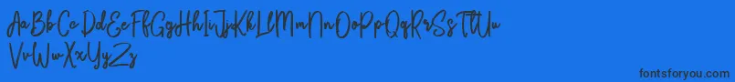 Bikarosta Script Font – Black Fonts on Blue Background