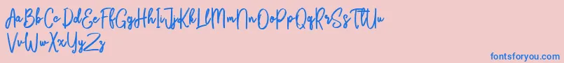 Bikarosta Script Font – Blue Fonts on Pink Background