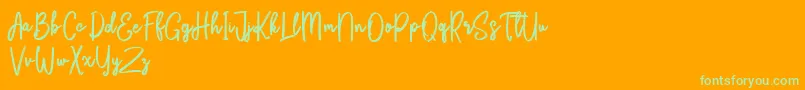 Bikarosta Script Font – Green Fonts on Orange Background