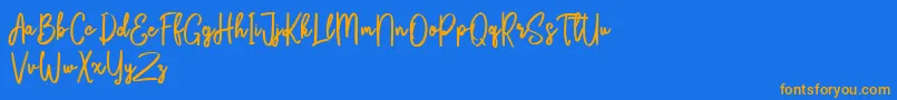 Bikarosta Script Font – Orange Fonts on Blue Background