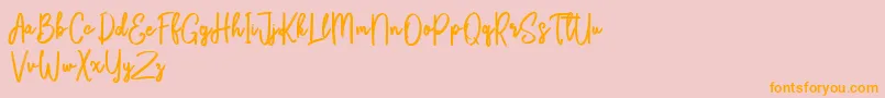 Bikarosta Script-Schriftart – Orangefarbene Schriften auf rosa Hintergrund