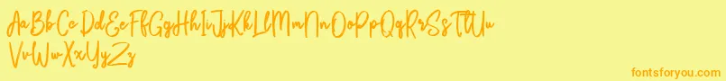 Bikarosta Script-Schriftart – Orangefarbene Schriften auf gelbem Hintergrund