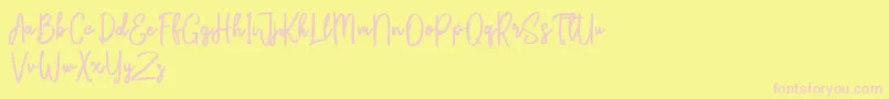 Bikarosta Script Font – Pink Fonts on Yellow Background