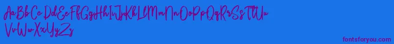 Bikarosta Script-Schriftart – Violette Schriften auf blauem Hintergrund