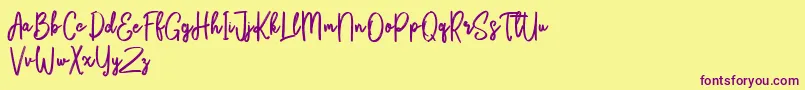 Bikarosta Script Font – Purple Fonts on Yellow Background