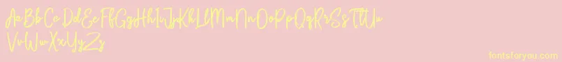 Шрифт Bikarosta Script – жёлтые шрифты на розовом фоне