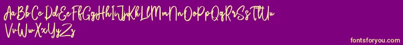 Bikarosta Script Font – Yellow Fonts on Purple Background