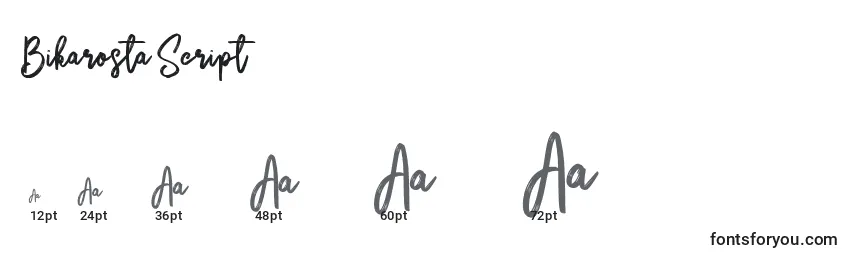 Bikarosta Script Font Sizes