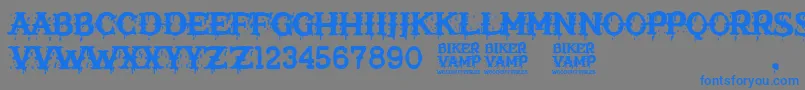 Biker Vamp Font – Blue Fonts on Gray Background