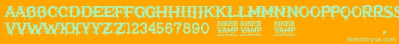 Biker Vamp Font – Green Fonts on Orange Background
