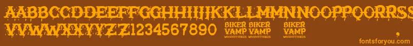 Biker Vamp Font – Orange Fonts on Brown Background