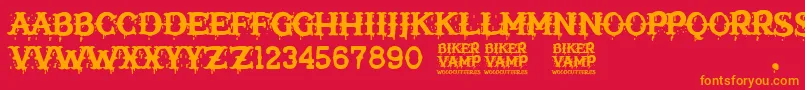 More about Biker Vamp Font Biker Vamp Font – Orange Fonts on Red Background