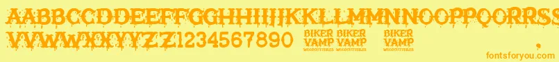Biker Vamp Font – Orange Fonts on Yellow Background