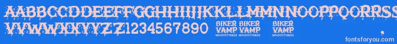 Biker Vamp Font – Pink Fonts on Blue Background