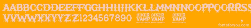Biker Vamp Font – Pink Fonts on Orange Background