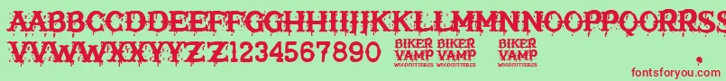Biker Vamp Font – Red Fonts on Green Background