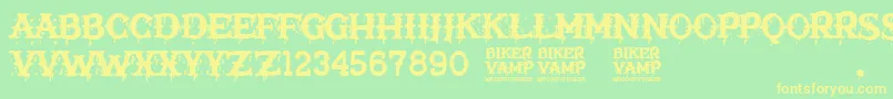 Biker Vamp Font – Yellow Fonts on Green Background